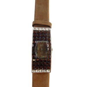 Suzanne Somers Topaz & Rhinestone Tank Watch - Working